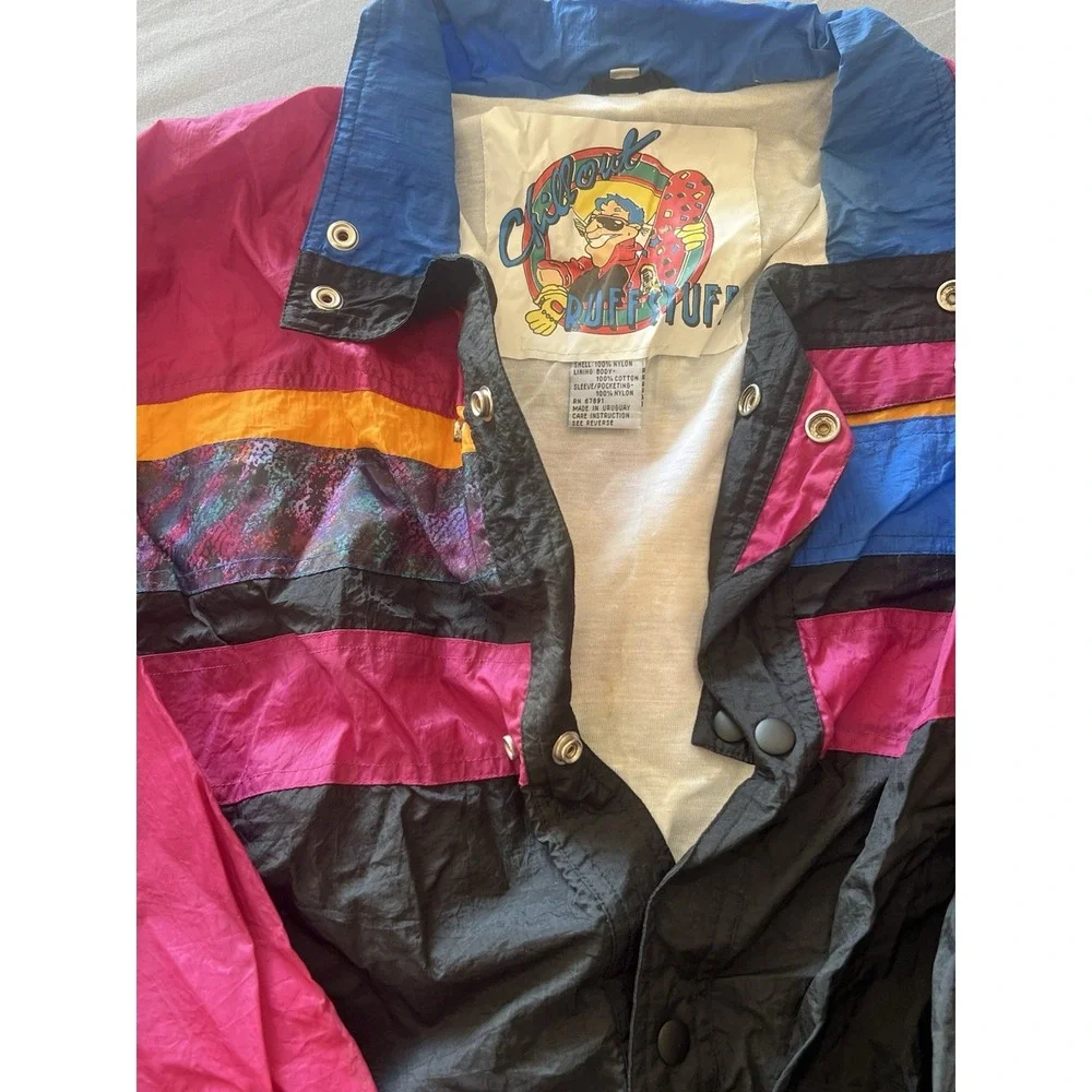 Vintage Chill Out Ruff Stuff Kids Jacket Sweat Black Purple Size‎ XL 18 Nylon